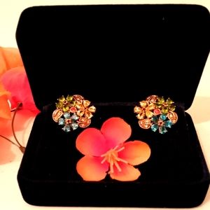 🎀SALE🎀NWOT New Floral Crystal Multicolor Earrings Fashion Jewelry Women